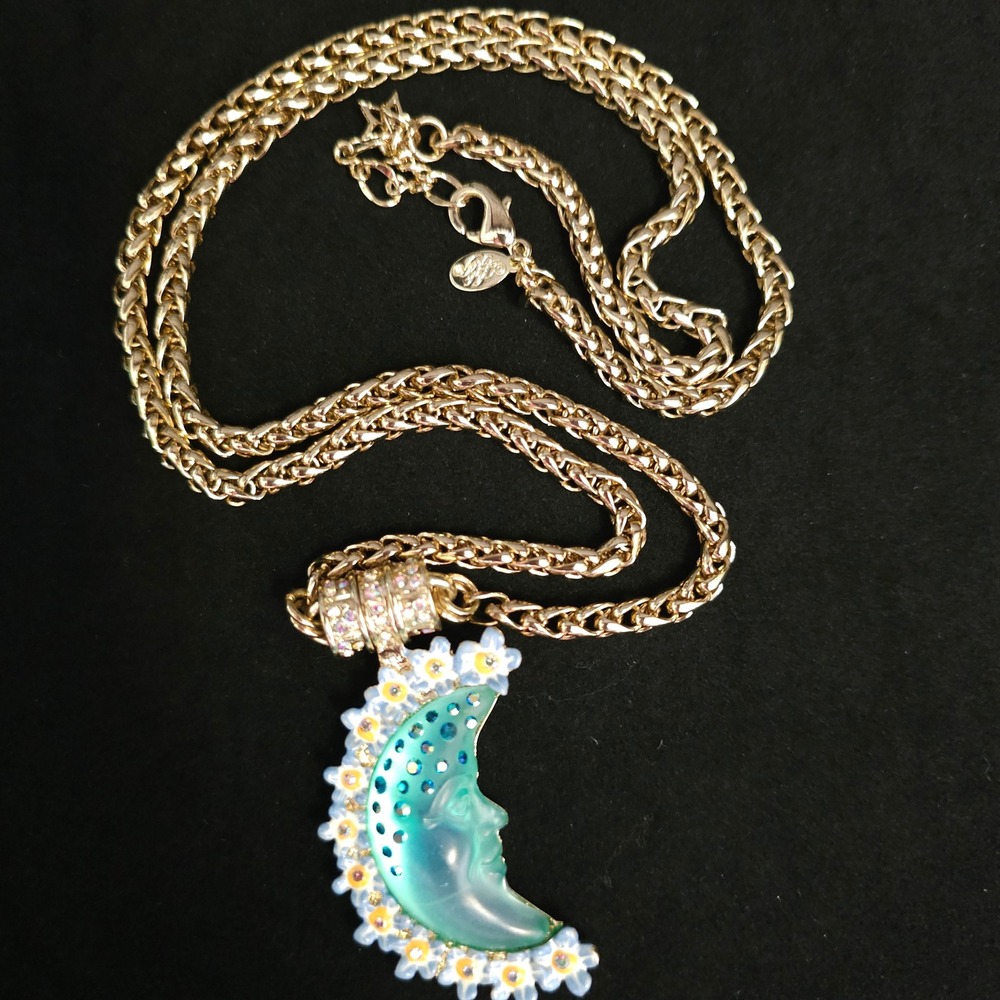Kirks Folly Goddess Moon Magnetic Necklace & Pendant 30" Celestial Gold Tone
